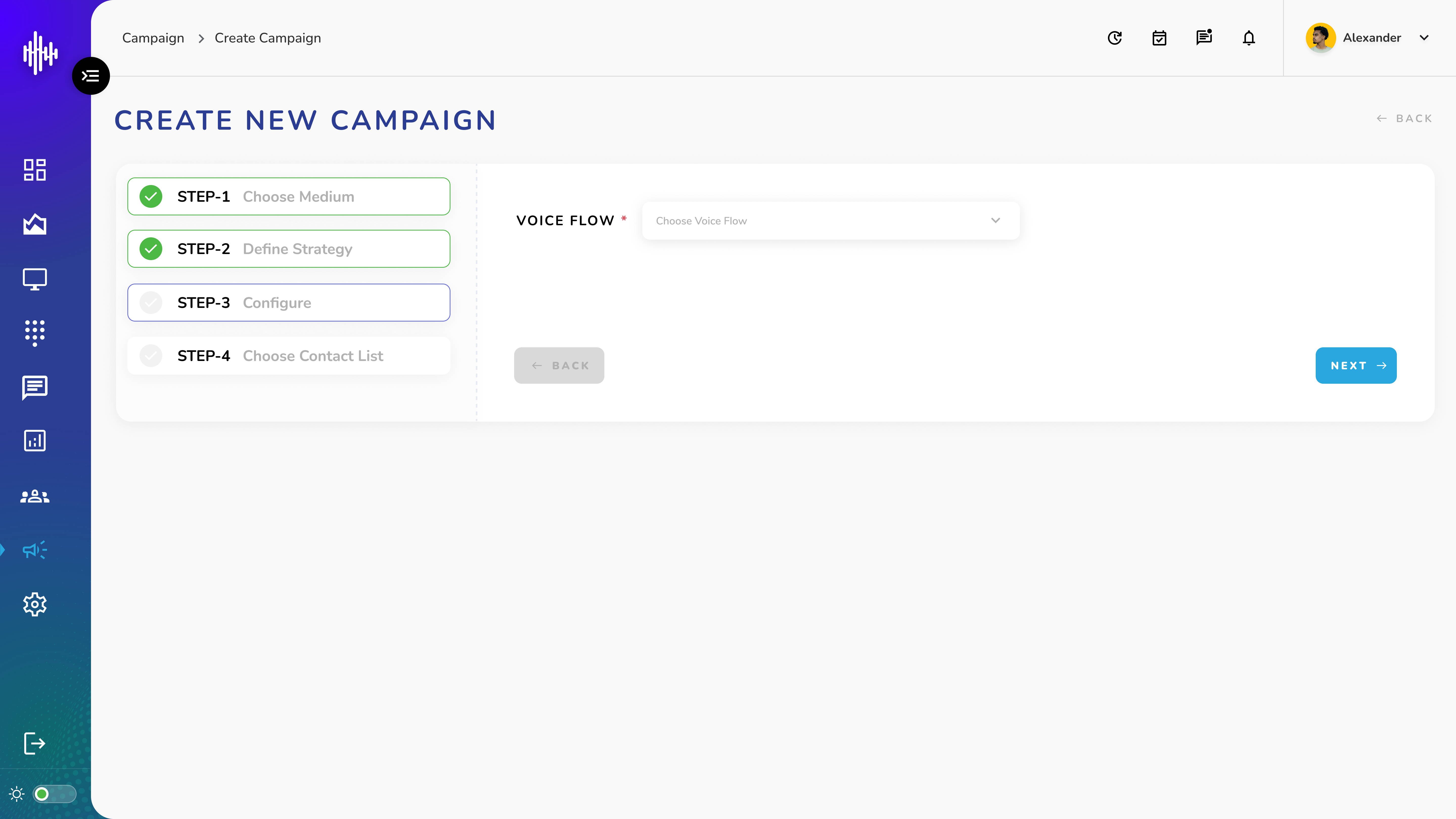 Campaign - Voice - Step 3: Configure-For Broadcast